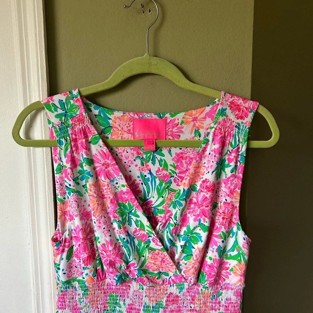 Lilly Pulitzer Pink and Green Floral Midi Dress - Picture 8 of 10